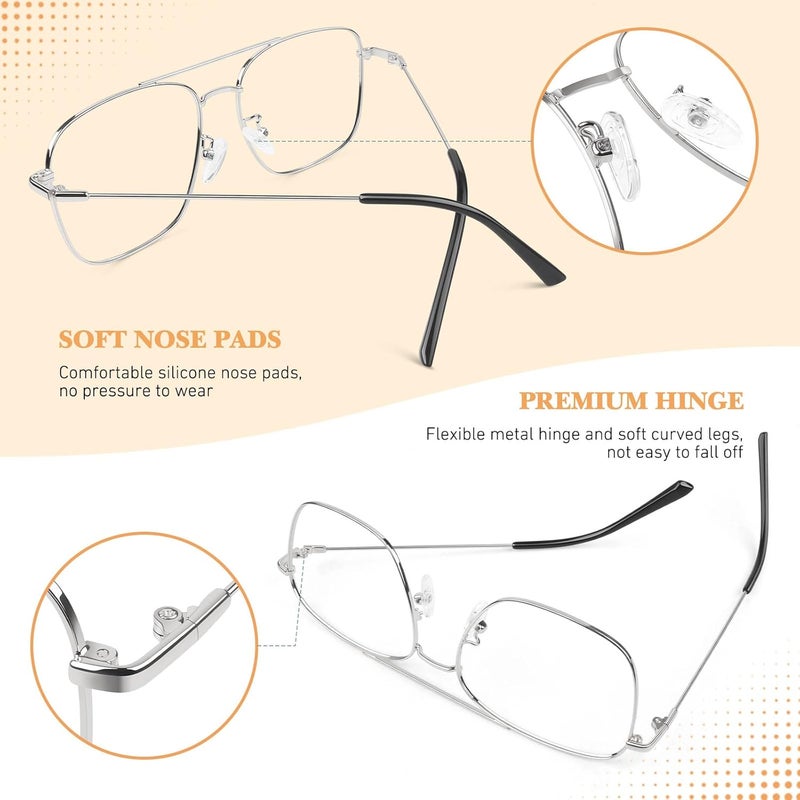 LINVO Fake Glasses Non-Prescription Clear Lens Metal Frame Fashion Eyewear for Women Men - Image 4